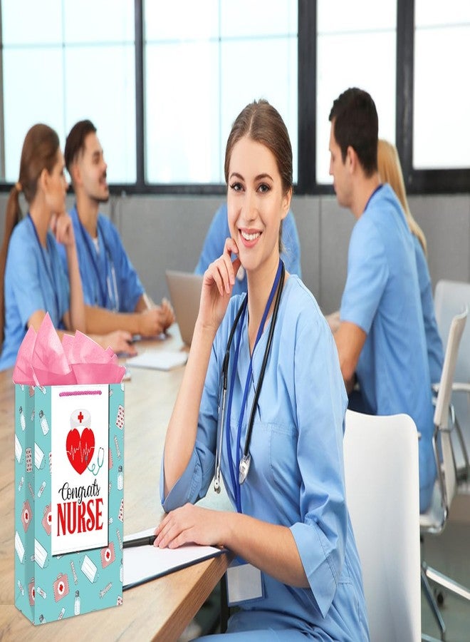 PETCEE Nurse Graduation Gifts Bag - Congrats Nurse Gift Bag with Tissue Paper for Her 11.5" Large Nursing School Graduation Gifts for Grads Medical School Graduates Social Worker Party Supplies - Image 3